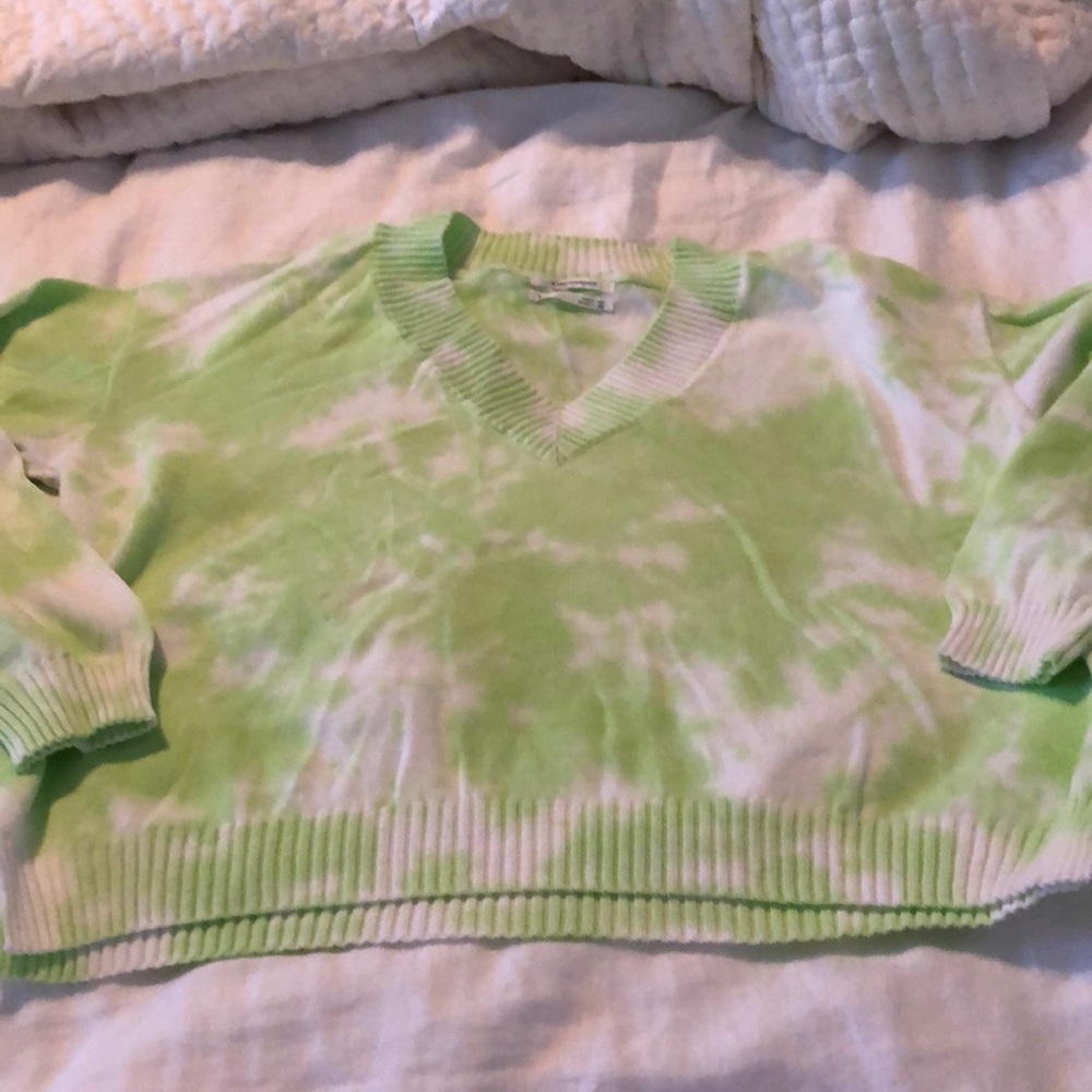 Anthropologie lime tie dye sweater small